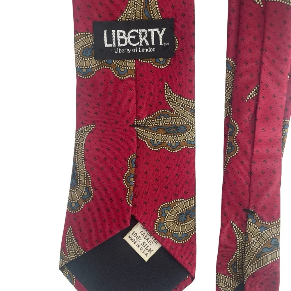 Liberty of London Mens Necktie‎ Silk Tie Burgundy Paisley